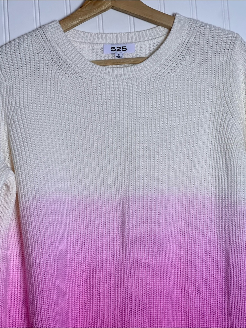 525 America ombre dip-dyed pullover shaker-stitch sweater cotton Crew neck Small - Picture 2 of 8